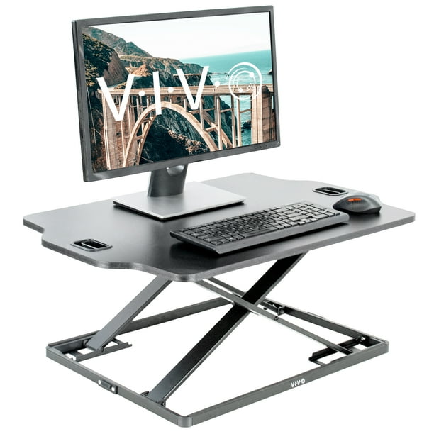 Vivo Black Height Adjustable Standing 32 Desk Sit Stand Tabletop