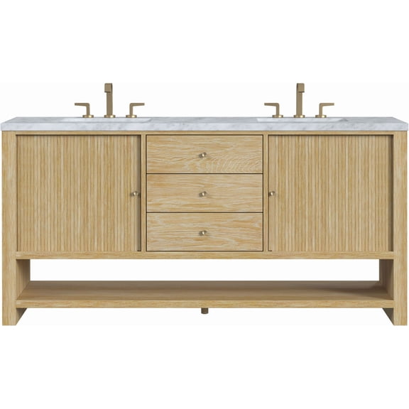 James Martin Vanities D404-V72-3Car Marigot 72" Double Basin Wood Vanity Set - Sunwashed