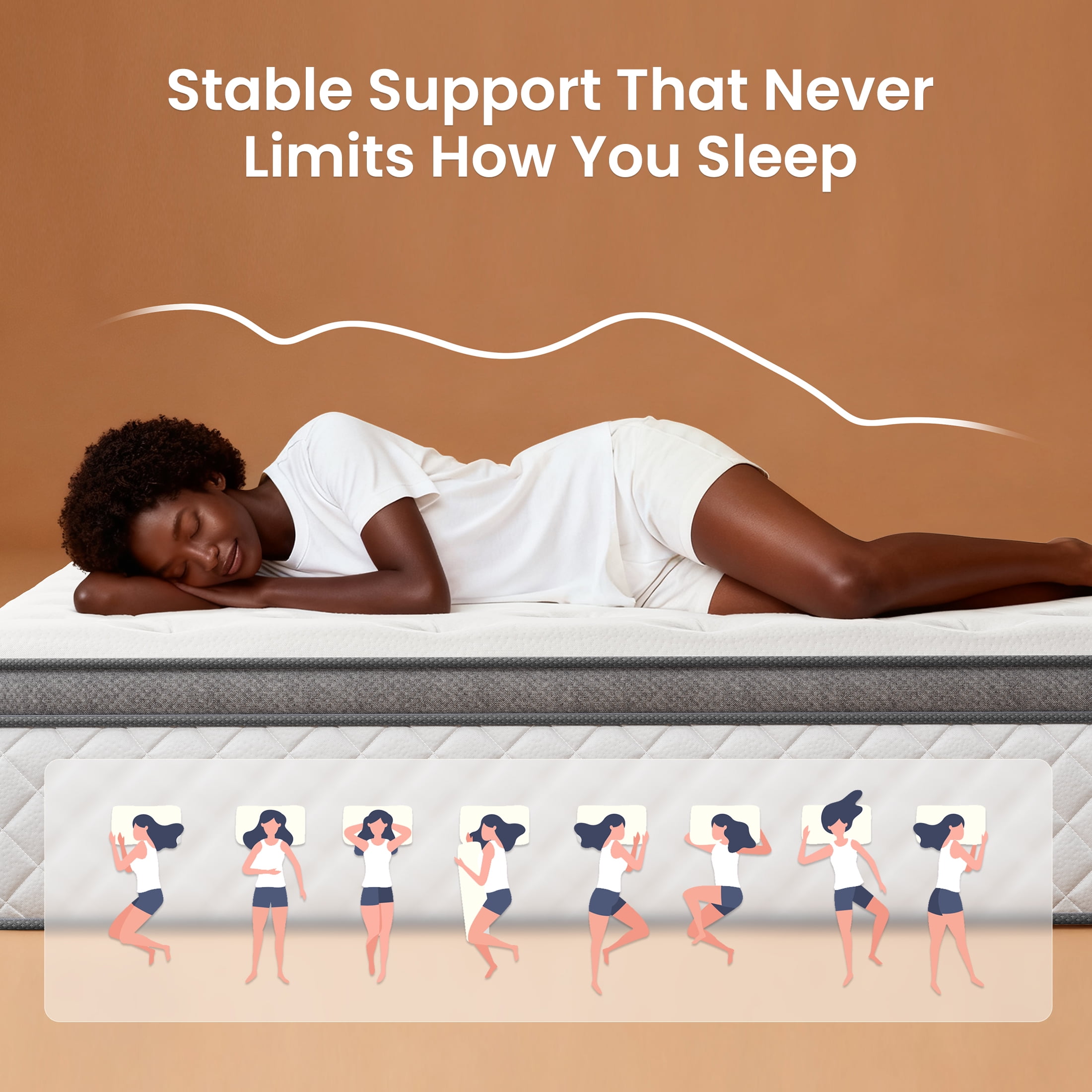 Babo Care Full Mattress, 12-Inch Memory Foam, Hybrid Mattress with Independent Pocket Springs, Isolated Motion, Pressure Relief, Mattress in a Box