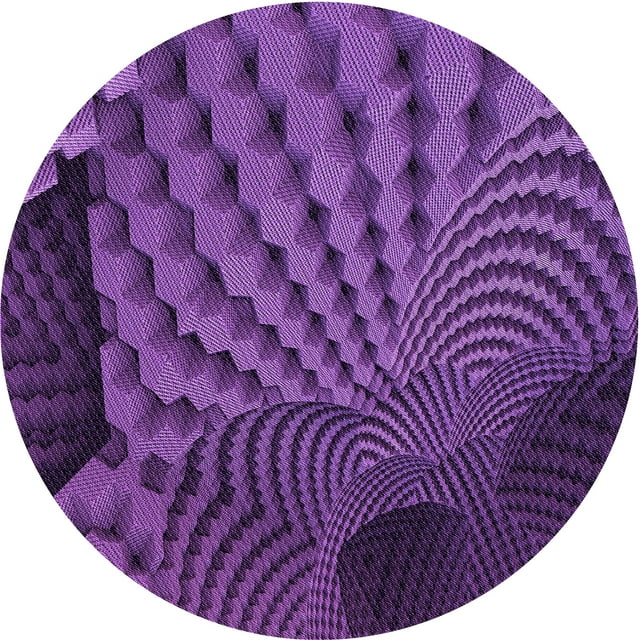 Ahgly Company Tapis d'Intérieur Rond Lavable en Machine Iris Violet Transitionnel, 5 Pieds Rond