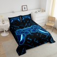 thumbnail image 4 of Erosebridal Neon Gamepad Bedding Full Comforter Set, Abstract Geometric Down Comforter, Game Player Decor, Reversible 3pcs, 4 of 7