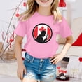 thumbnail image 2 of T-shirts pour Filles, Manches Courtes, Col Rond, Été, Coupe Décontractée, Basiques, Rose, 6 Ans-7 Ans, 2 of 4