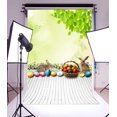 thumbnail image 2 of BSDHOME Polyester 5x7ftEaster Photography Backdrop Egg Hunt Artistic Rabbits Fresh Leaves Wood Floors Background Backdrops for Photo Booth Party Banner Kids Photo Studio Props, 2 of 4