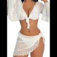 thumbnail image 3 of Conjunto de Bikini de 4 Piezas para Mujer - Traje de Baño Triangular con Cuello Halter Atrevido - Traje de Baño con Nudo Transparente S, 3 of 9