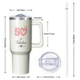 thumbnail image 3 of 1pc 50 years old 40oz Tumbler with Straw & Handle - Insulated Stainless Steel Cup | Holiday Gift for Man Women (Christmas, Valentine's, Birthday), 3 of 5
