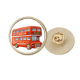 thumbnail image 1 of Britain UK London Red Double Decker Bus Round Metal Golden Pin Brooch Clip, 1 of 3