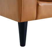 Naomi Home Marisa Top Grain Genuine Leather Sofa - Revel in Exquisite Leather Opulence - Unparalleled Luxury Mid-Century Leather Sofa - Embodiment of Cozy Lounging and Contemporary Design, Tan