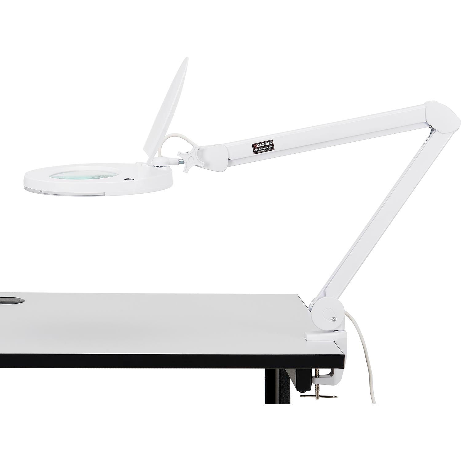 Global Industrial 8 Diopter LED Magnifying Lamp With Covered Metal Arm White
