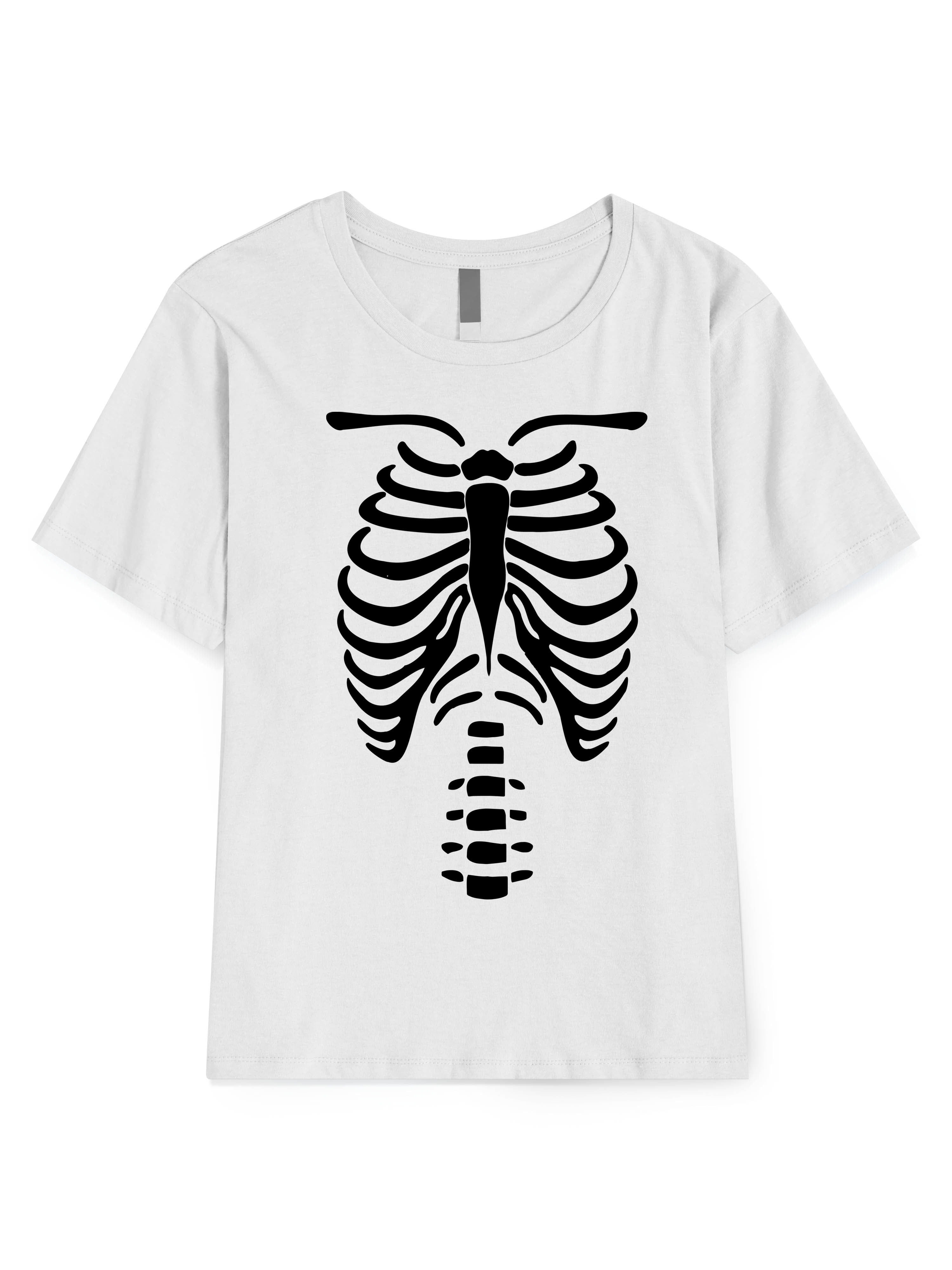 Ma Croix Womens Print Skeleton Body Halloween Graphic Drawing