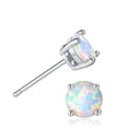 thumbnail image 2 of Opal Stud Earrings Sterling Silver Fire Opal 925 Jewelry Round Opal Earrings, 2 of 6
