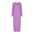 thumbnail image 4 of Yuyuzo Robe Maxi pour Femmes Manches Longues Décontractée Robe de Maison Couleur Unie Col Rond Basique Confortable, 4 of 6