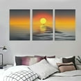 thumbnail image 3 of Nawypu  Canvas Prints Wall Art Decor Large Yellow Sunset over the ocean Picture Curved Horizon Painting Artwork for Dining Room Kitchen Home Decor Framed Ready to Hang 12''x16''X3 Panels, 3 of 4