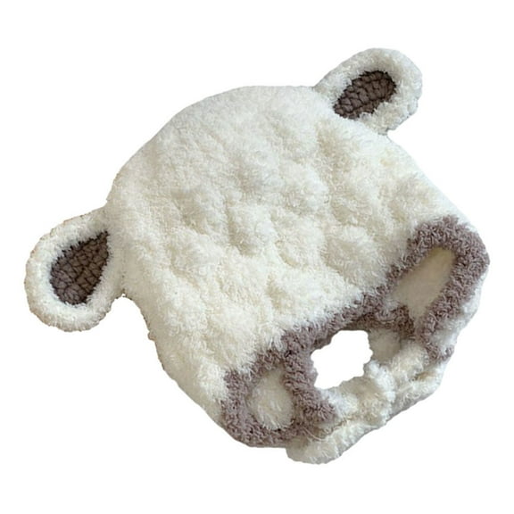 NICEXMAS Sheep Winter Hat Plush Hat White 1Pcs 7.1X5.5in