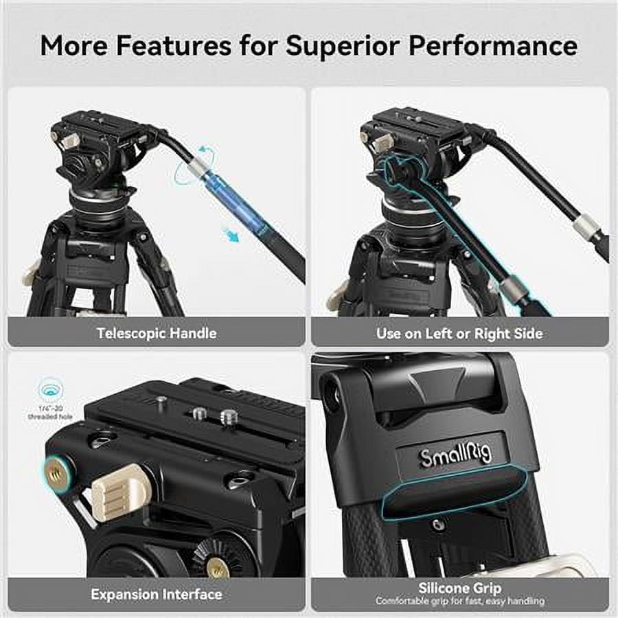 SmallRig Heavy-Duty Carbon Fiber Tripod System, 78"Video Tripod One-Step Locking