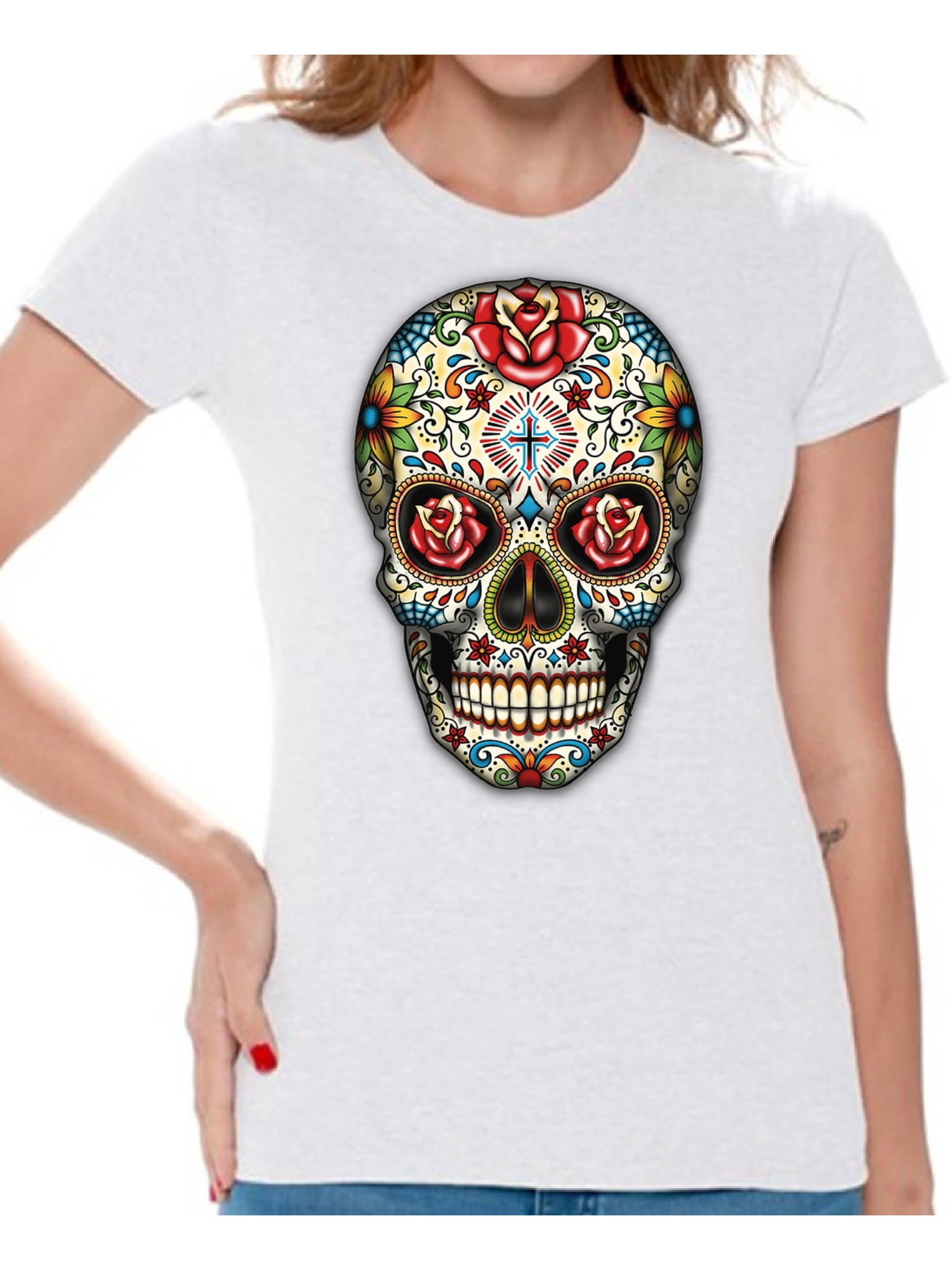 sugar skull t shirt women's