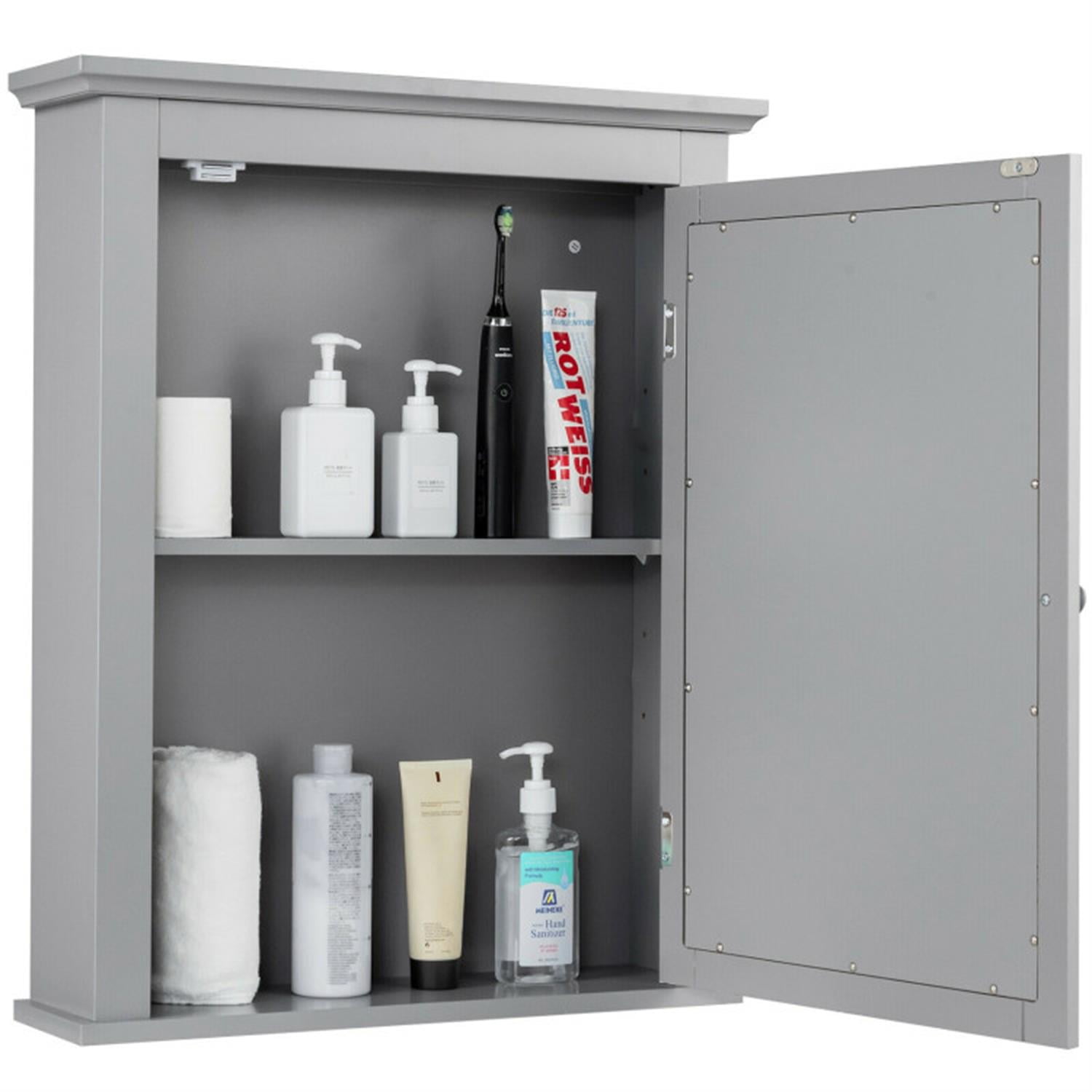 Demi Bonn Bathroom Wall Cabinet, Wall Mounted Bathroom Mirror Cabinet, Bathroom Wall Mounted Storage Mirror Medicine Storage with Adjustable Shelf, Gray