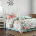 thumbnail image 2 of Madison Park Pebble Beach Coastal Pattern 7-Piece Queen Size 100% Cotton with Decorative Pillows Comforter Set , Coral, 2 of 11