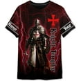 thumbnail image 2 of Lotusprinthandmade Personalized Name Knight Templar A Child Of God A Man Of Faith A Warrior Of Christ T-Shirt 3D Unisex, Multicolor, 2 of 3