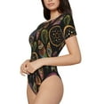 thumbnail image 2 of Haiem Decorative Feathers Women's Crew Neck Short Sleeve Bodysuit Tops Stretchy Slim Basic-XX-Large, 2 of 9