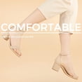 thumbnail image 3 of ELElax Heels for Women Open Toe Ankle Strap Chunky Heel Sandals 2.25 Inch Leather Low Heeled Sandal Casual Party Wedding Event Summer Shoes，Apricot,Size 8, 3 of 6