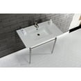 thumbnail image 3 of Kingston Brass KVPB372271PN Edwardian 37" Ceramic Console Sink with Brass Legs (1-Hole), White/Polished Nickel, 3 of 8