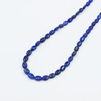 THE GEMS GRID Natural Lapis Lazuli Oval Beads Necklace, 5.5×7–7×9 mm Handcrafted Gemstone Jewelry, 18" Blue Beaded Boho Necklace for Women