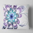 thumbnail image 2 of Designart Fractal Flower Light Blue - Floral Throw Pillow - 16x16, 2 of 5