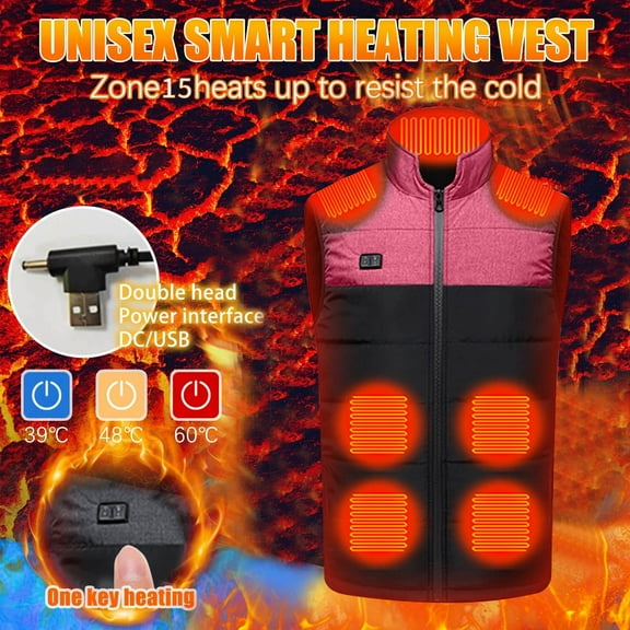 ICHUANYI Womens and Men Fashion Oversized Heated Vests Stand Collar Lightweight Heating Vest Sleeveless Coat Outwear Fall Winter Jackets
