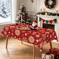 thumbnail image 3 of Nanqianyi Christmas Waterproof Red Tablecloth,Star Snowflake Rectangle Table Cover For Dining Party Decor,60"x120", 3 of 6