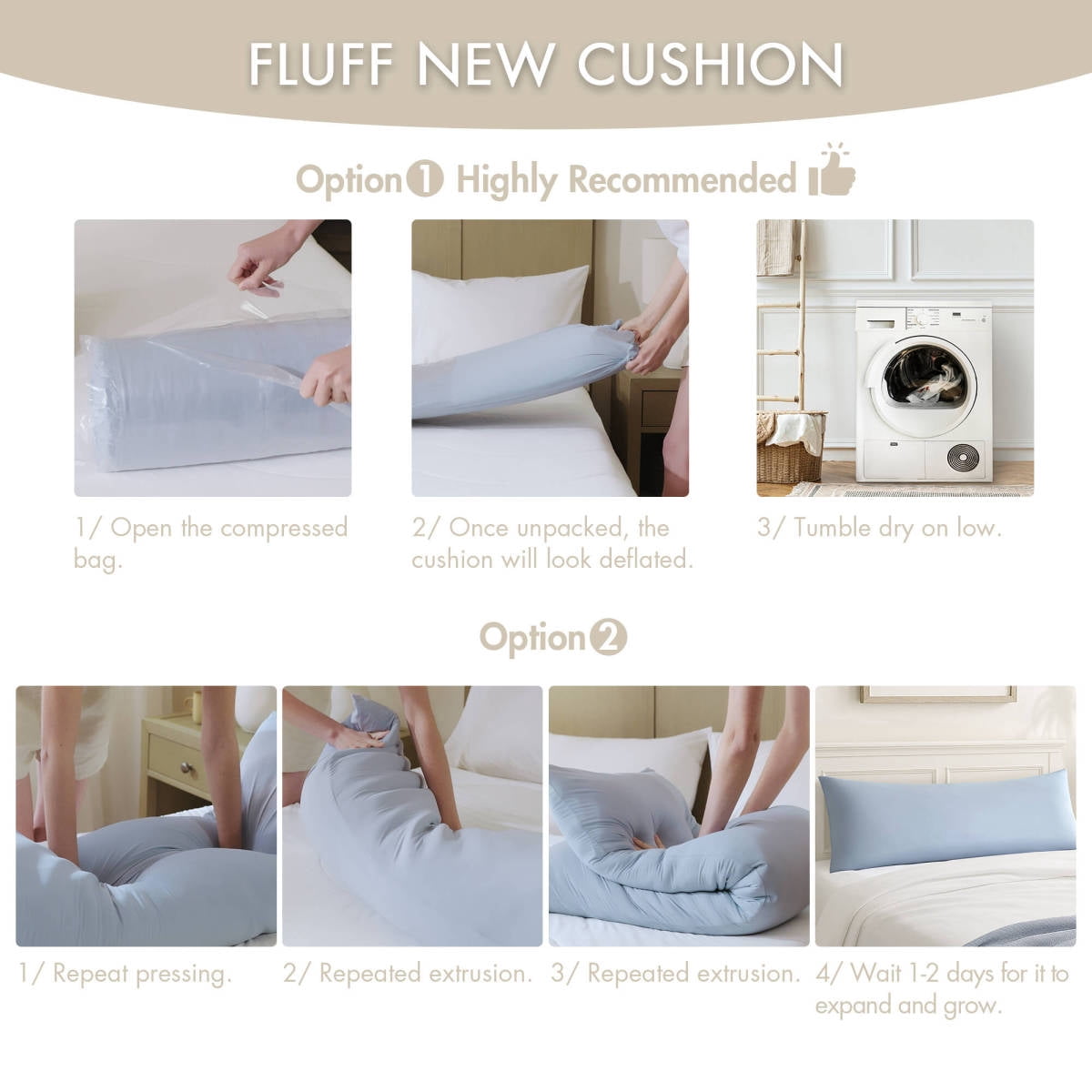 FENGFAN Neutral Cooling Full Body Pillow 20x54" Memory Foam Support Pillow with Washable Cover