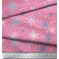 thumbnail image 2 of Soimoi Pink polyester Crepe Fabric Snow Flakes & Star Fabric Prints By Yard 42 Inch Wide, 2 of 3