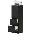 thumbnail image 1 of Black Lockable Filing Cabinet - 4-Drawer Office File Cabinet with Adjustable Rails & Printer Stand, 15.7" x 15.7" x 51.6" - Home Office Storage, 1 of 7