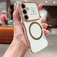 thumbnail image 2 of for Samsung Galaxy S24+ Case for Women Girls [Compatible with Mag Safe] Cute, Magnetic Love Heart Pattern with Camera Lens Protection Plating Shockproof Wireless Charging Phone Case,White, 2 of 5