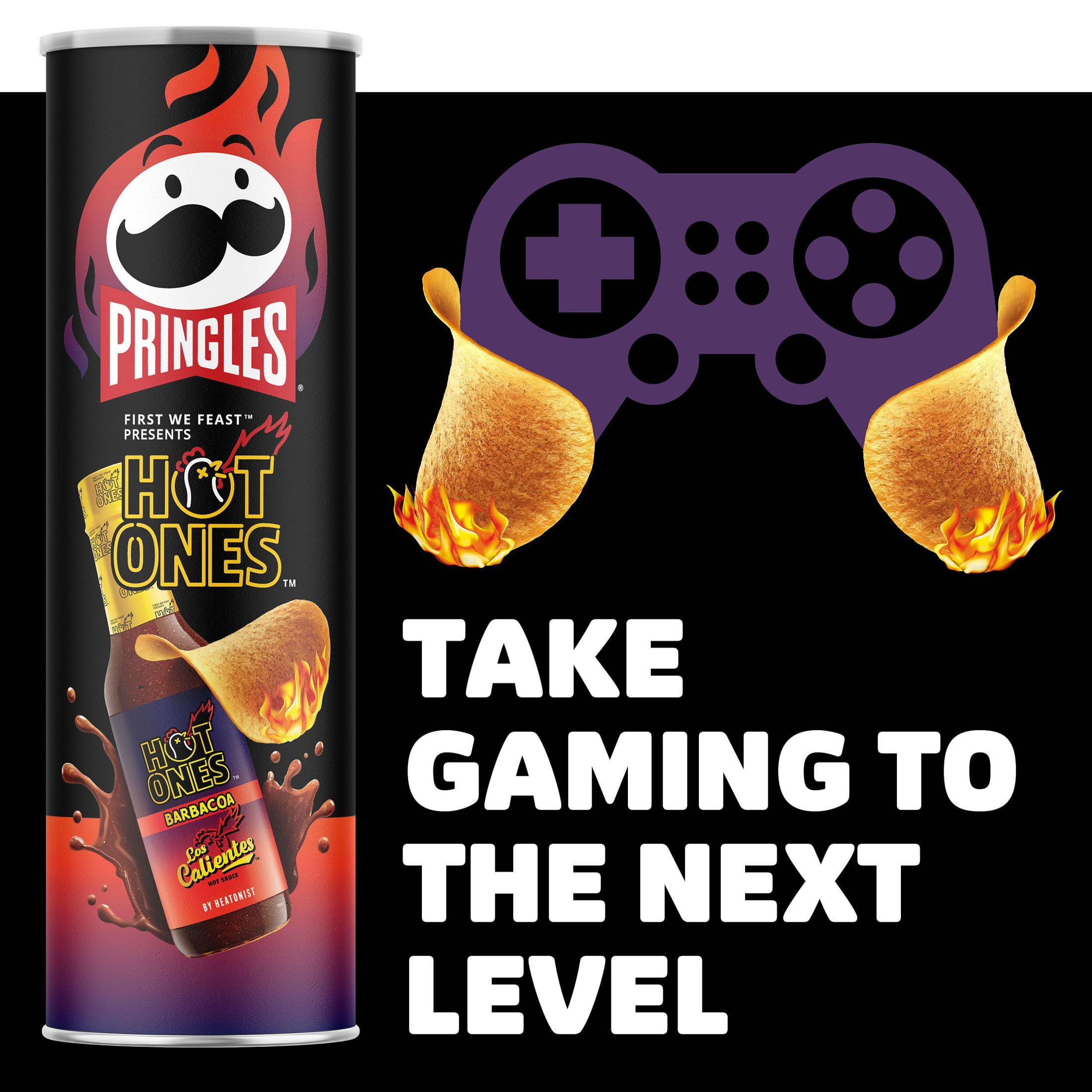 Pringles Hot Ones Barbacoa Potato Crisps Chips, Spicy Snacks, 5.5 oz