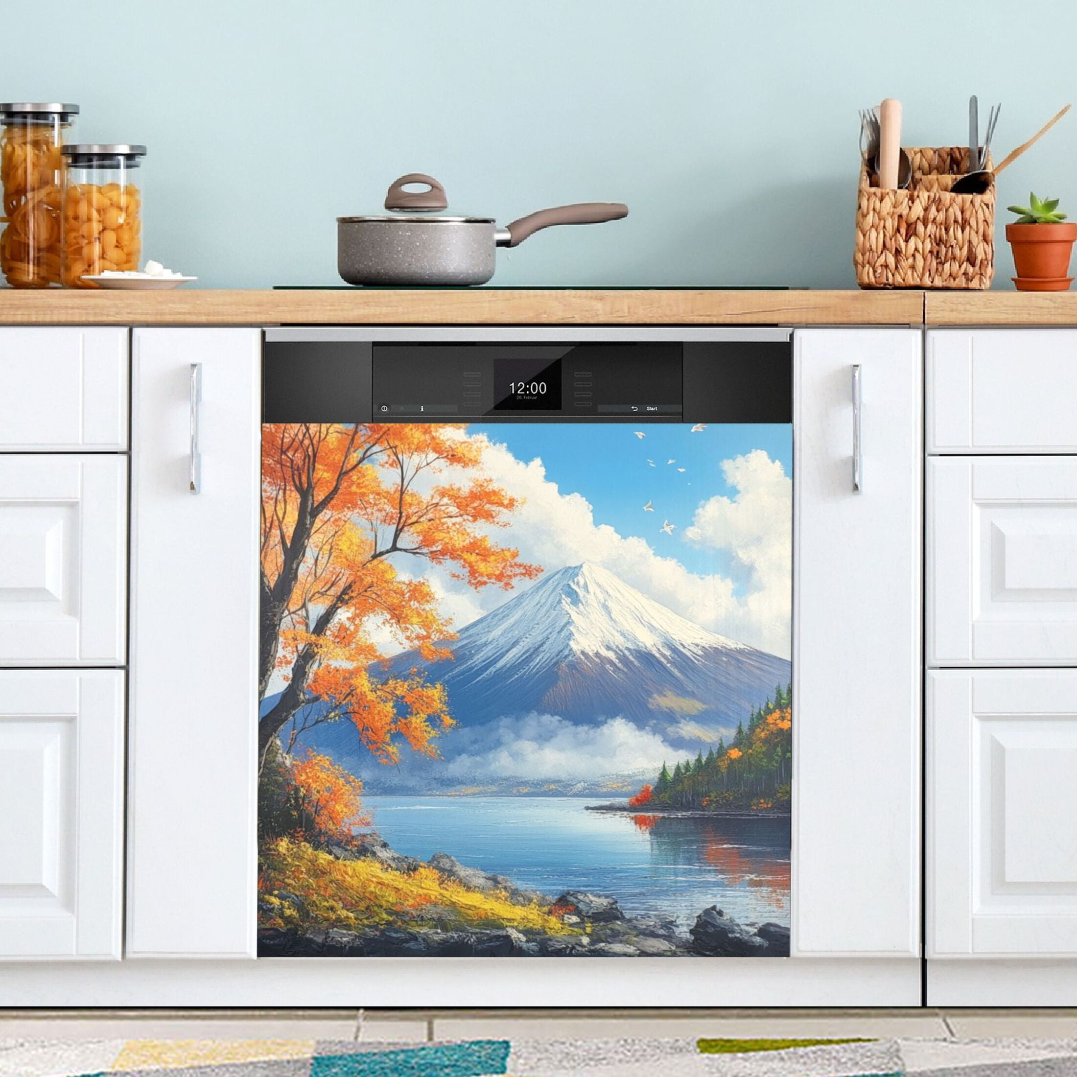 Dishwasher Magnetic Sticker 23x26 Inch Refrigerator Magnetic Sticker Washing Machine Magnetic Sticker Kitchen Panel Magnetic Sticker Home Decor Autumn View Of Mount Fuji