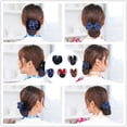 thumbnail image 4 of pitrice Cloth Women Hair Bun Cover Net Easy To And Comfortable For Wear Snood Net Barrette Mesh Clip Striped Blue, 4 of 6