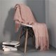 thumbnail image 4 of Manta de punto suave con borla, mantón de siesta de oficina, funda decorativa para sofá, cama, sofá, para viajes, rosa Eigraketly LF000012-05B, 4 of 7