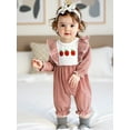 thumbnail image 5 of Rovasas Baby Girls Romper Apple/Duck Embroidery Striped Long Sleeve Jumpsuits, 5 of 9