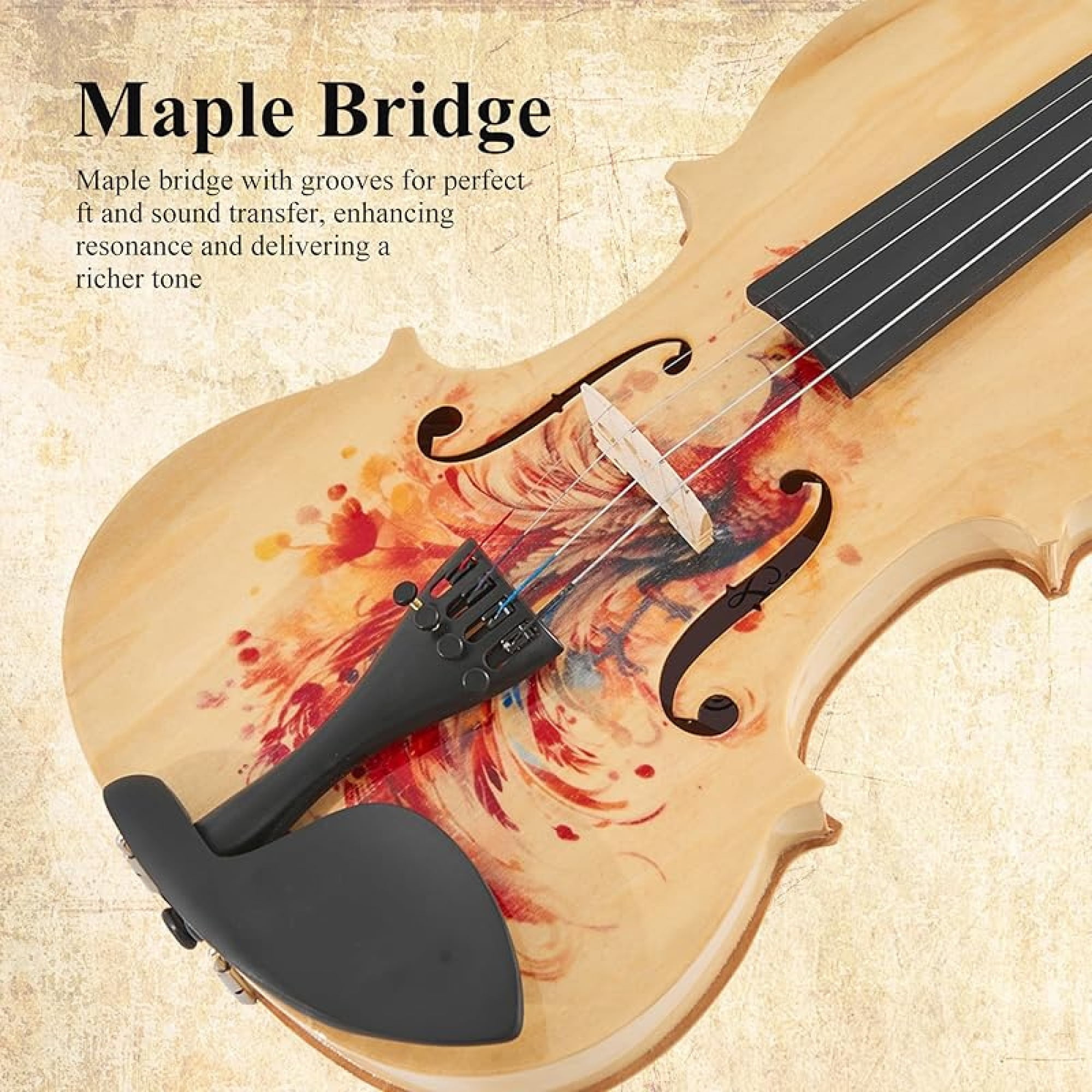 Beginner Violin 4/4 Full Size Kit, Violin Fiddle Set for Professional, Teens, Student, Solid Wood Violins Set with Bow, Rosin, Shoulder Rest, Extra Strings and a Lightweight Hard Case (Red)