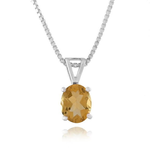 Femme Jam 925 Sterling Silver Pendant Necklace, Solitaire Oval Cut Natural Citrine Gemstone, Silver Pendant Necklace for Women