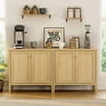thumbnail image 3 of EYYTHUNG Farmhouse Credenza Sideboard Buffet Cabinet with Adjustable Shelves, Credenza Versatile Storage Cabinet Accent Furniture, Natural Oak, 3 of 9