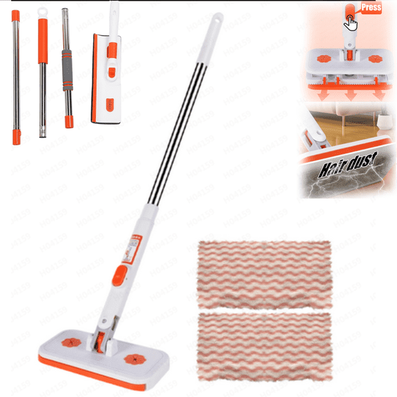 StlyGar Wall & Baseboard Cleaner Mop Tool with 34'' Long Handle for Cleaning Window Floor Skirting Board Ceiling Bathtub Tub Tile Scrubber Brush Duster with Reusable Pads 1*Mop&2*Cloth