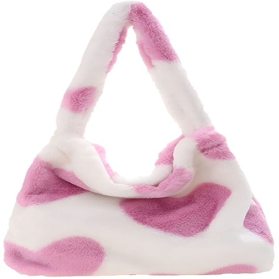 AOMRCOL Cute Pink Fluffy Tote Bag for Women, Large Capacity Shoulder Bag for Daily Commute