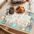 thumbnail image 3 of Beach Coastal Placemats Set of 6 Summer Coral Starfish Nautical Ocean Vintage Place Mats Indoor Wipeable Table Mats Washable Dining Table Placemats for Kitchen Holiday Party Home Decor 13x19 Inch, 3 of 9