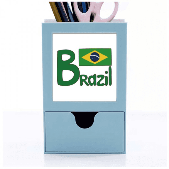 Brazil National Flag Green Pattern Desk Supplies Organizer Pen Holder Card
