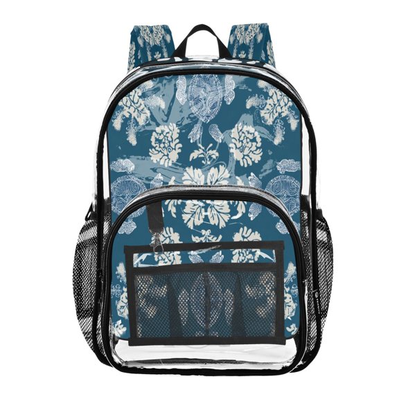 PVC Transparent Backpacks Clear Backpack for Travel and Outings Abstract Turtle Pattern
