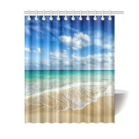 MYPOP Beach Ocean Theme Shower Curtain, Wavy Ocean Surface Scenery ...