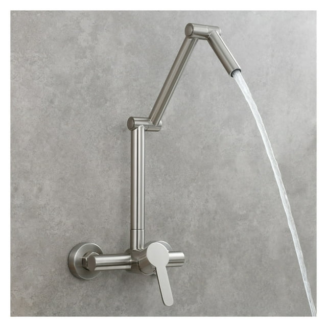 Brass Folding Faucet Wall Mounted Pot Filler Faucet With Three Section Extension Hot And Cold Mixer Tap Single Handle ,bar Laundry RV Farmhouse