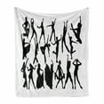 thumbnail image 1 of Black and White Soft Flannel Fleece Throw Blanket, Dancers Silhouette Modern Latin Hip Hop Tango Jazz Ballroom Salsa, Cozy Plush for Indoor and Outdoor Use, 50" x 60", Black and White, by Ambesonne, 1 of 6