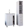 thumbnail image 2 of Acra Free Standing Vanity + Magna Linen Cabinet in White - Easy Assembly for a Fresh Bathroom Look, 2 of 6